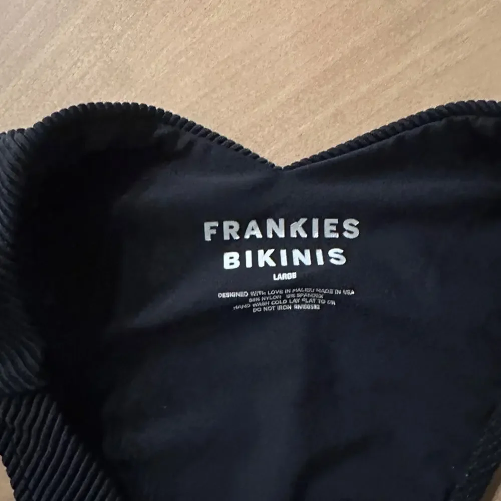 Frankie's Bikinis Large Black Ribbed Bikini Bottom